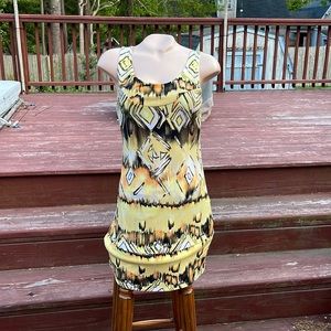 Sushiflower Size Med Shift Dress , Yellow/ Orange/ Black/White